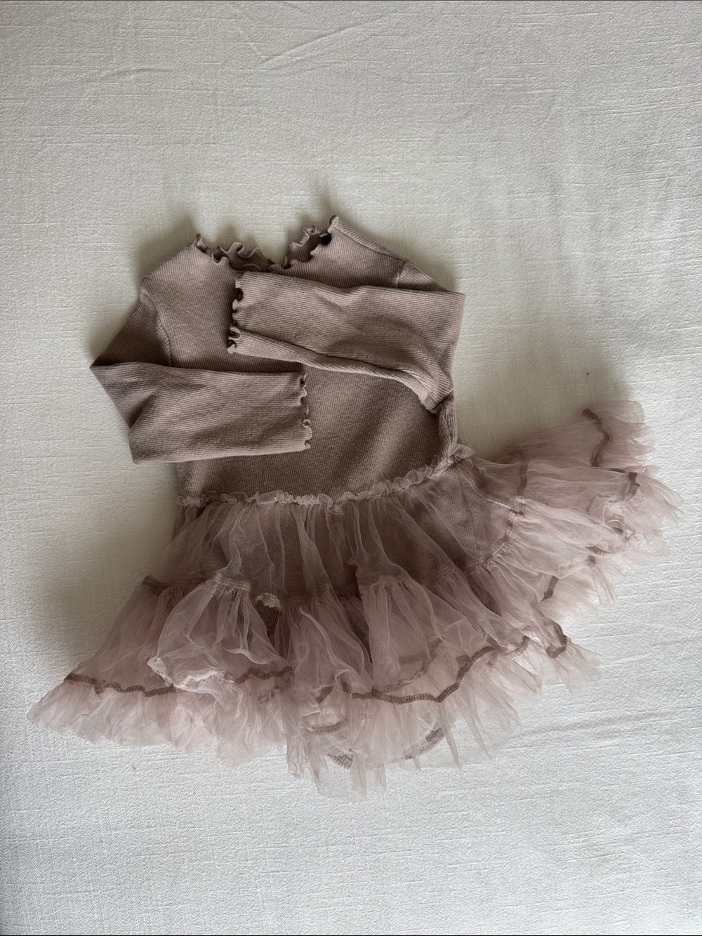 Mauve Tulle Ballet Dress for Girls - Long Sleeve Dance Costume